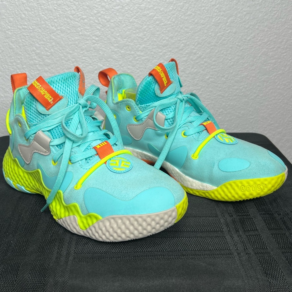 Adidas Harden Vol 6 Pulse Aqua Solar Yellow Basketball Shoes Sz 6 Mens